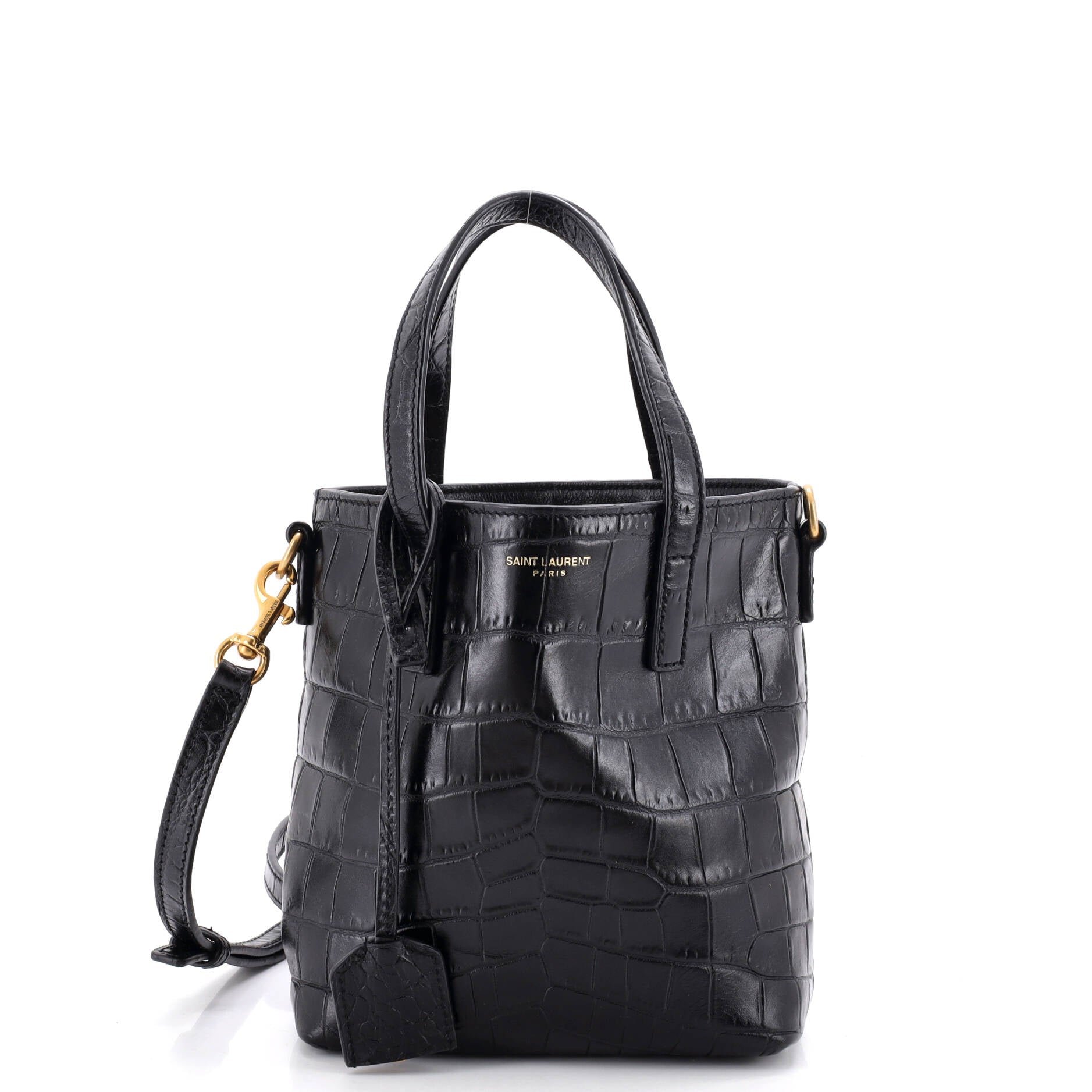 Shopper Tote Crocodile Embossed Leather Mini Toy
