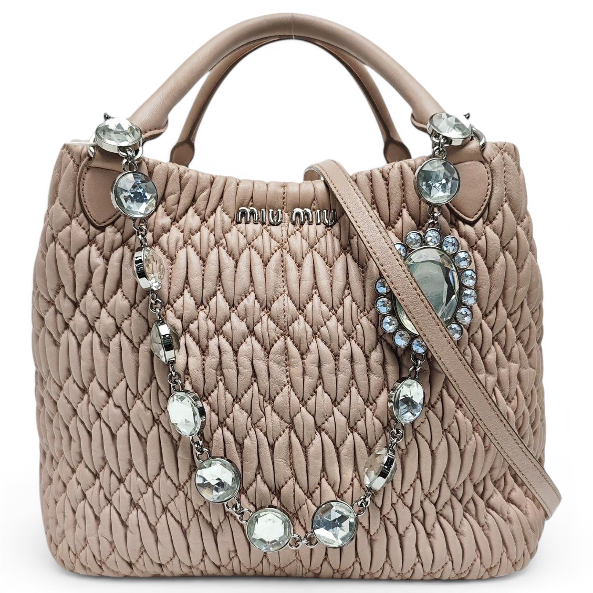 Miu Crystal leather handbag