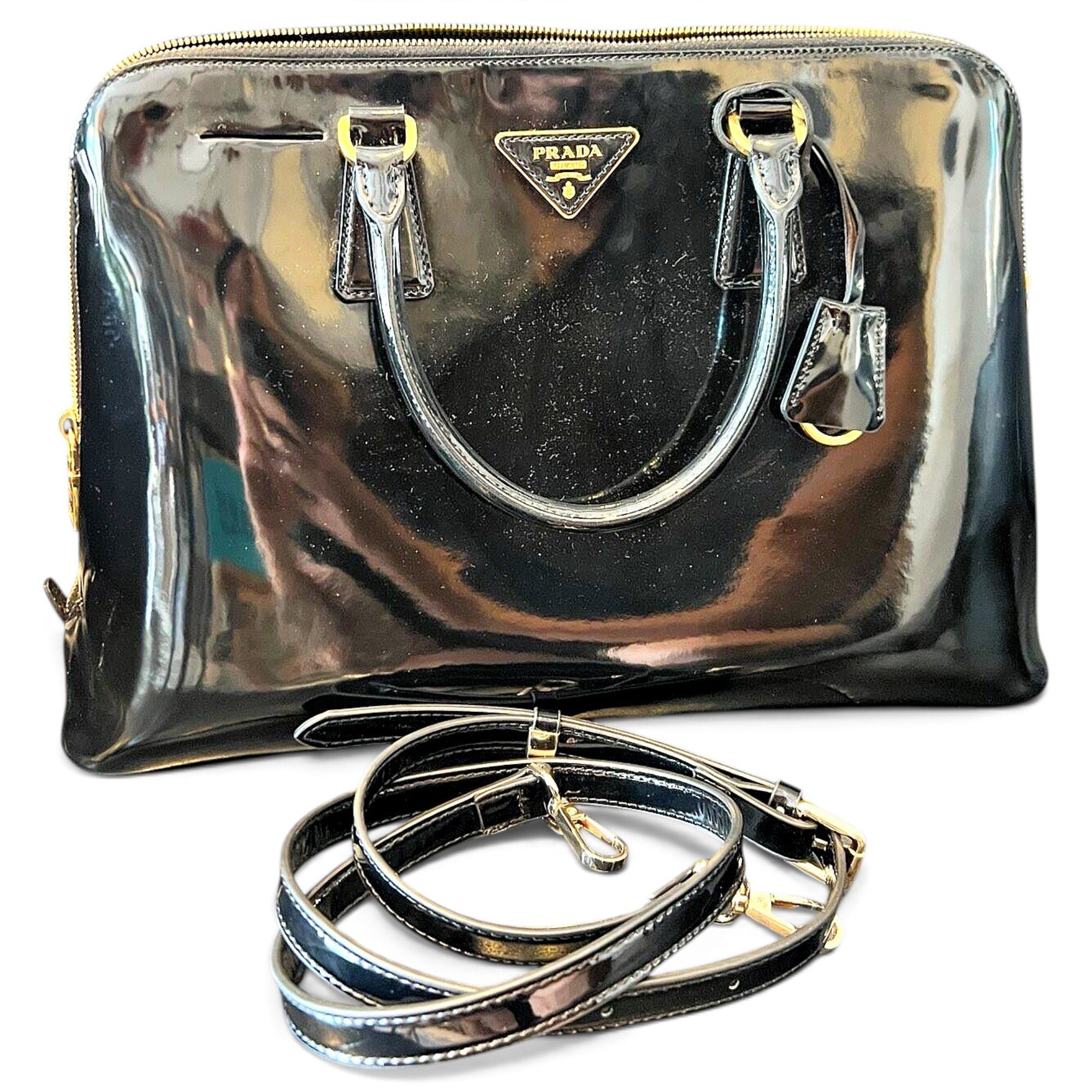Promenade patent leather handbag