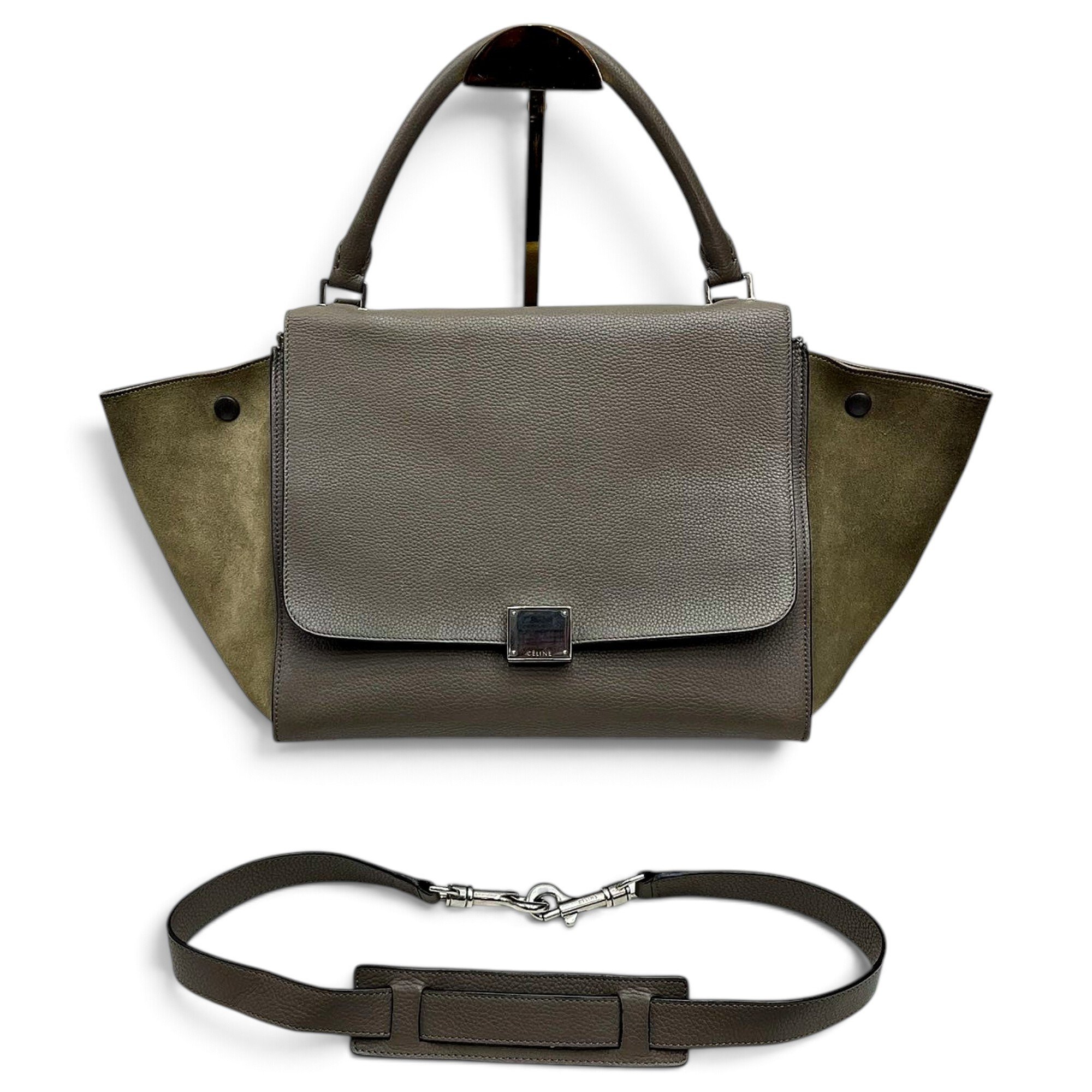 Trapèze leather handbag