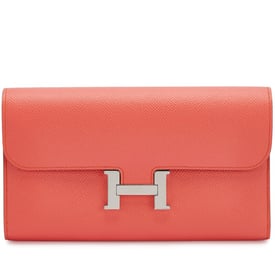 Hermes Rose Jaipur Epsom Constance Long Wallet Palladium Hardware, 2014