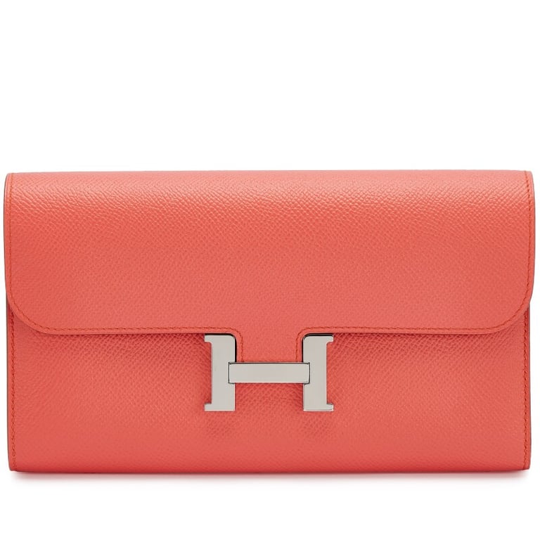 Hermes Rose Jaipur Epsom Constance Long Wallet Palladium Hardware, 2014