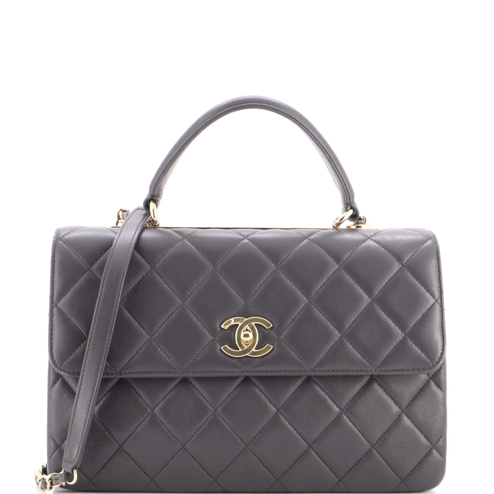 Trendy CC Top Handle leather handbag