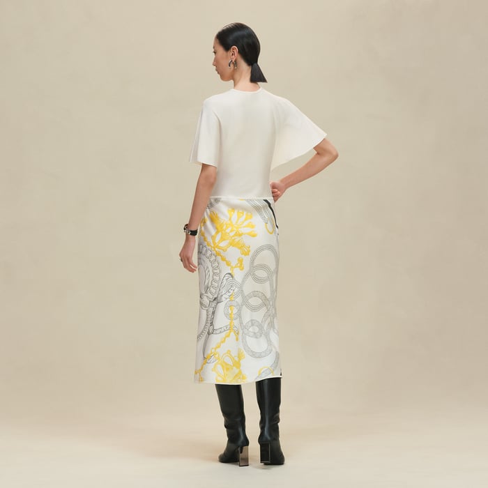 Blanc Nacre "Palefroi Remix" Short-sleeve Twillaine Long Dress