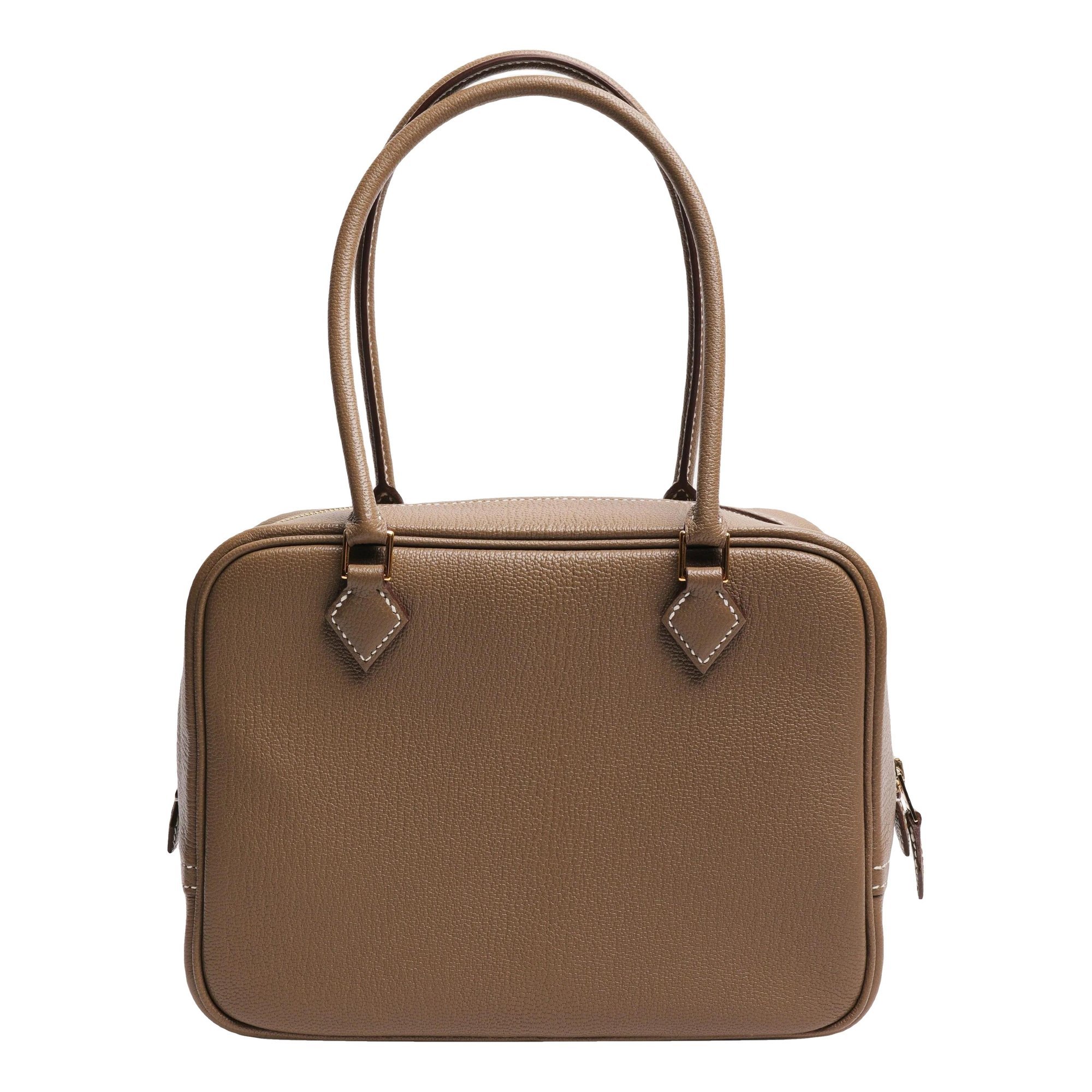 Hermes Plume Handbag Etoupe Chèvre Mysore Leather