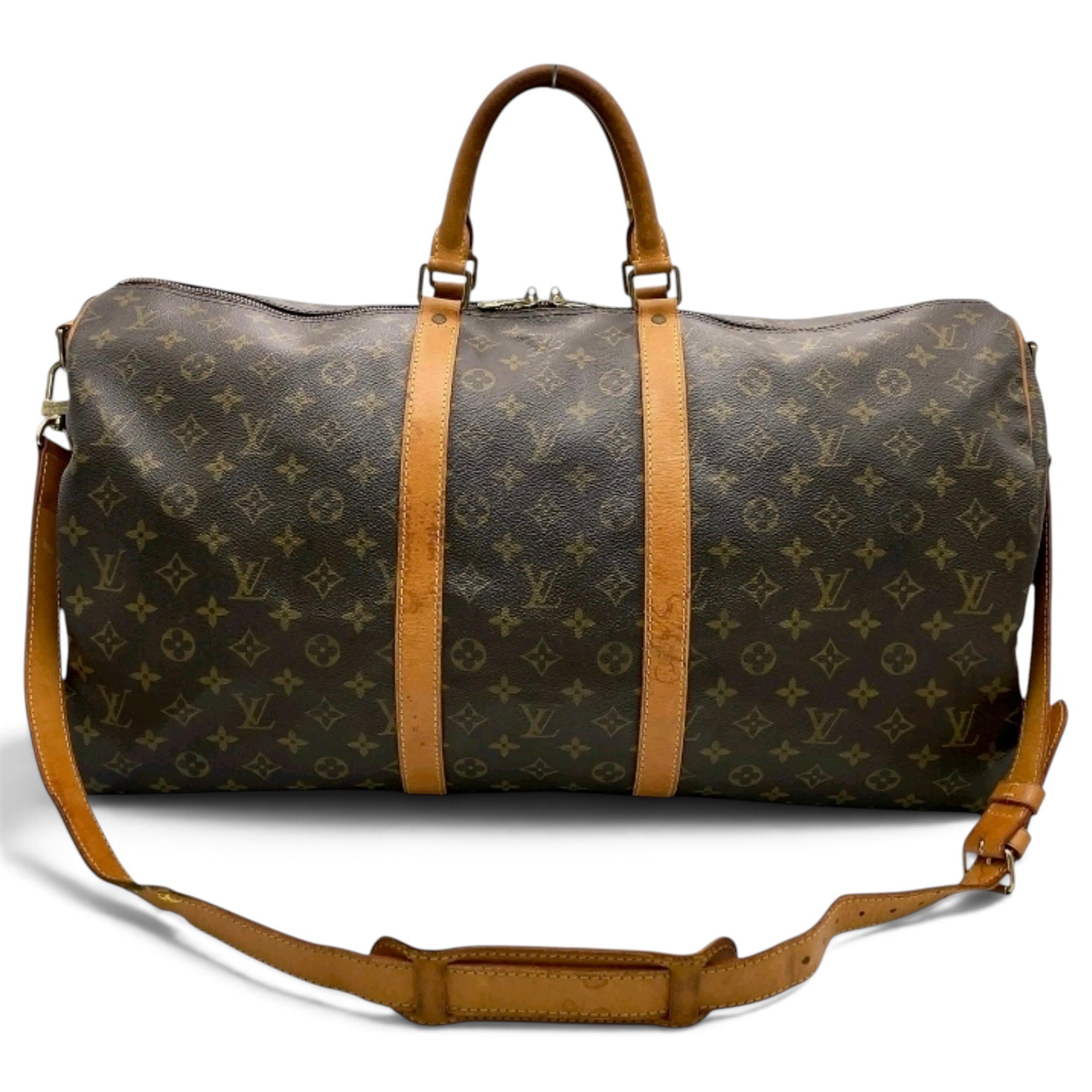 Louis Vuitton Keepall leather travel bag