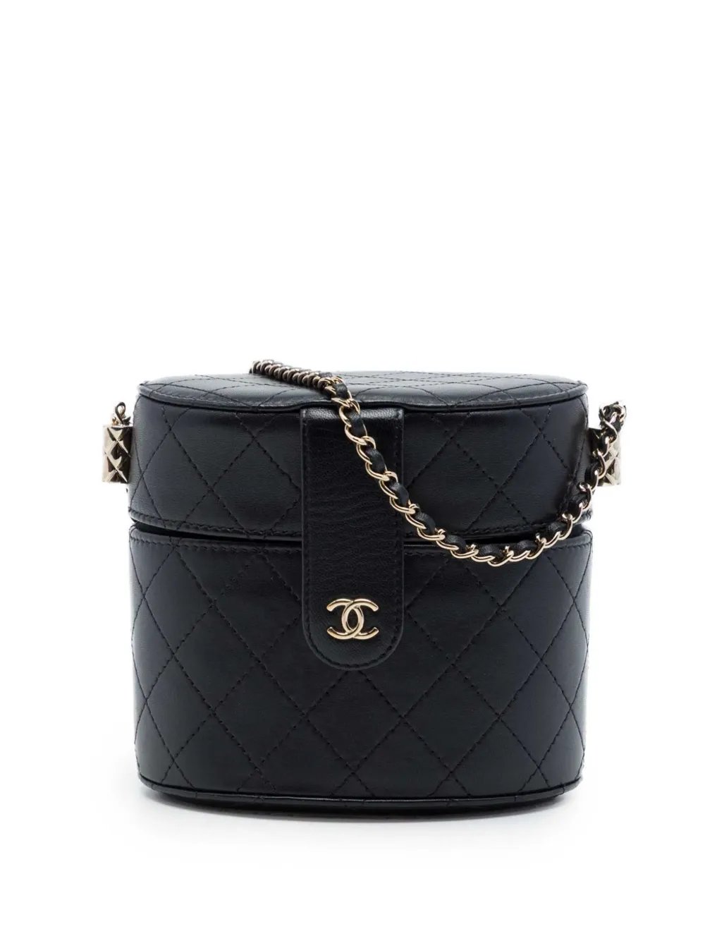 2021 CC Quilted Lambskin Round Clutch With Chain vanity bag