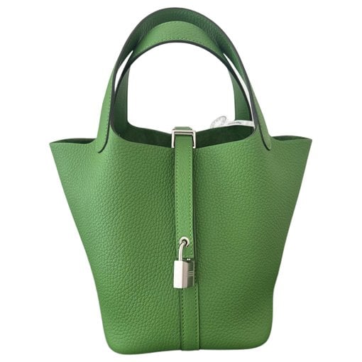 Hermes Picotin 18 Handbag Vert Clemence Leather