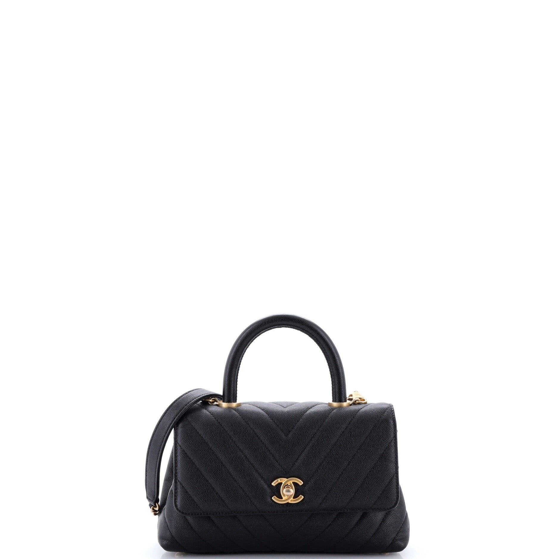 Coco Top Handle Bag Chevron Caviar Mini