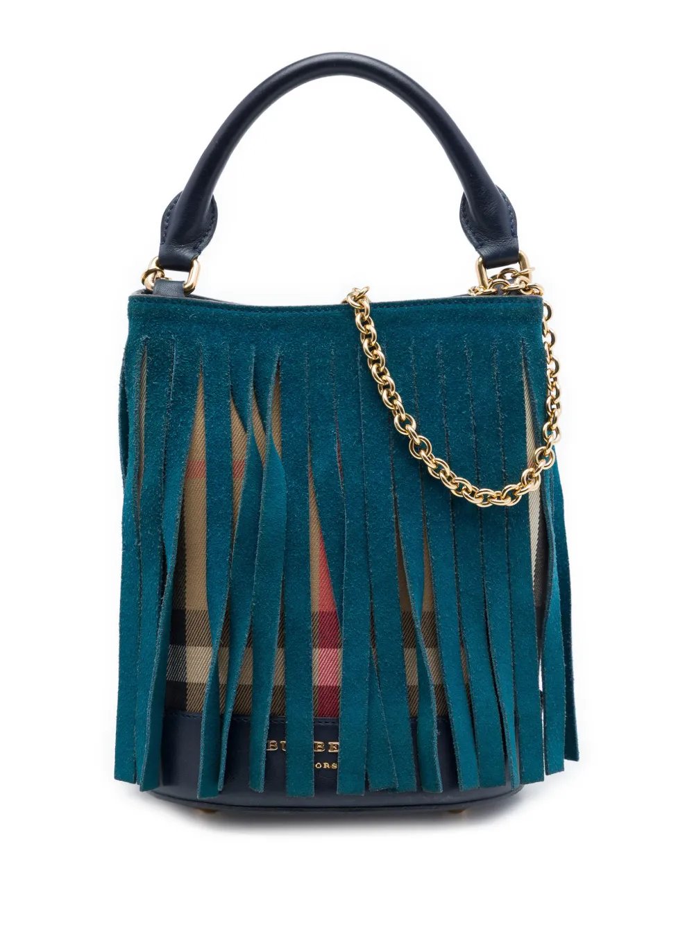 2000-2017 Prorsum House Check Canvas and Suede Fringe Bucket Bag satchel