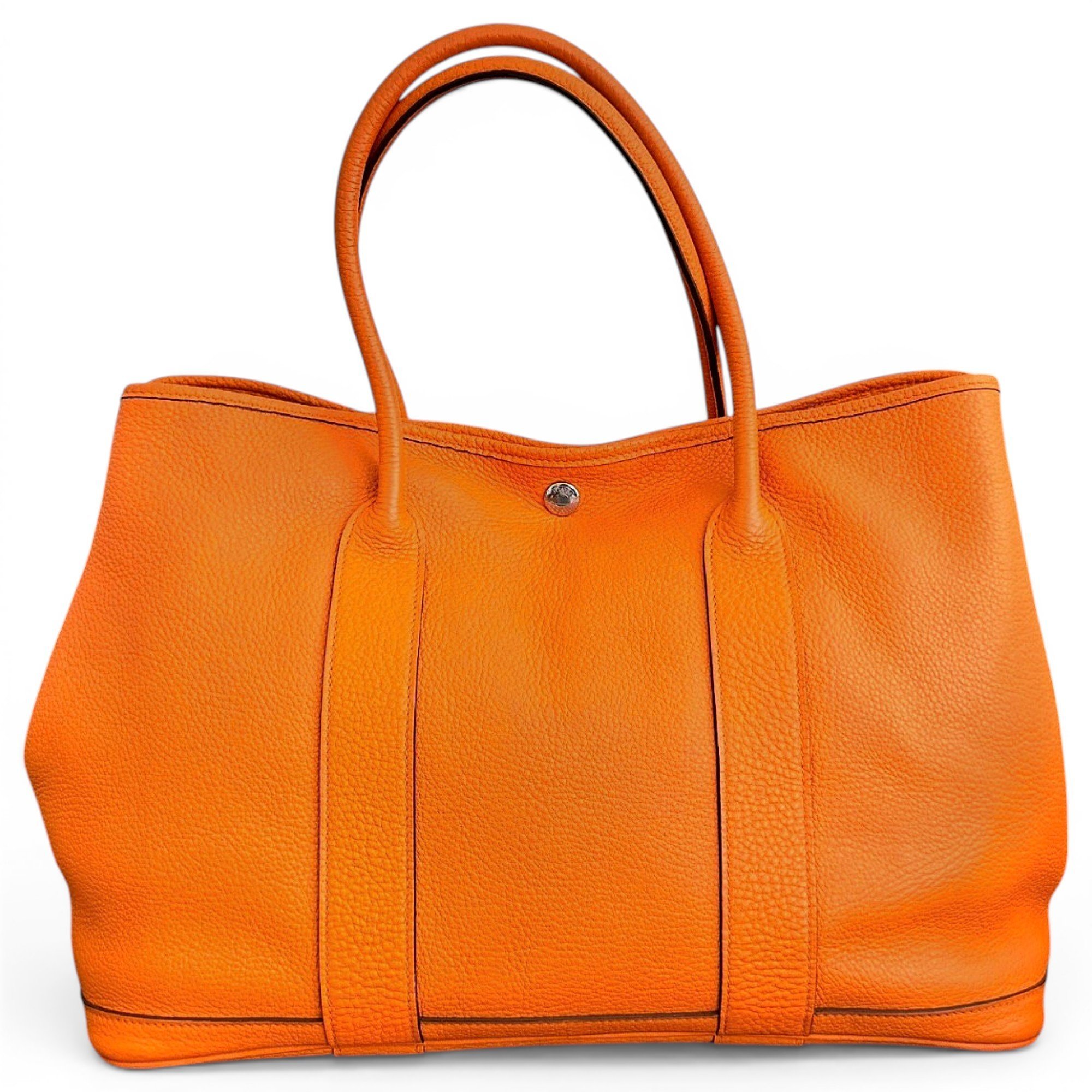 Hermes Garden Party Handbag Orange Negonda Leather
