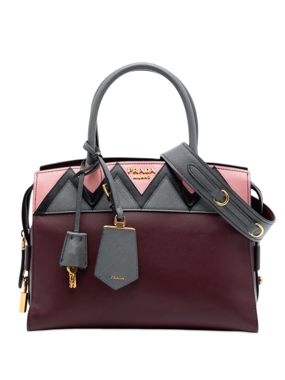 2010-2026 Medium Saffiano Trimmed City Calf Greca Esplanade satchel
