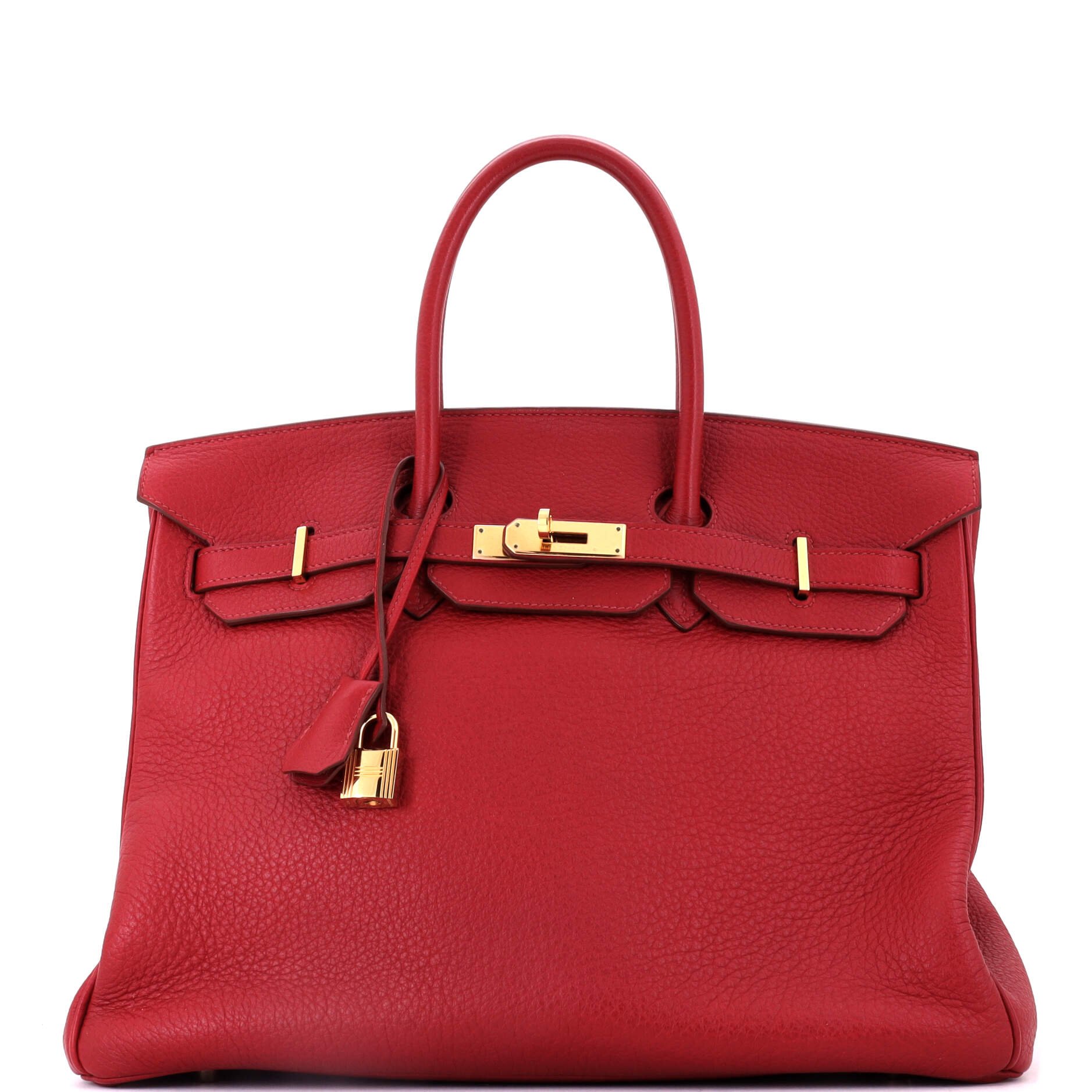 Birkin Handbag Red Clemence with Gold Hardware 35
