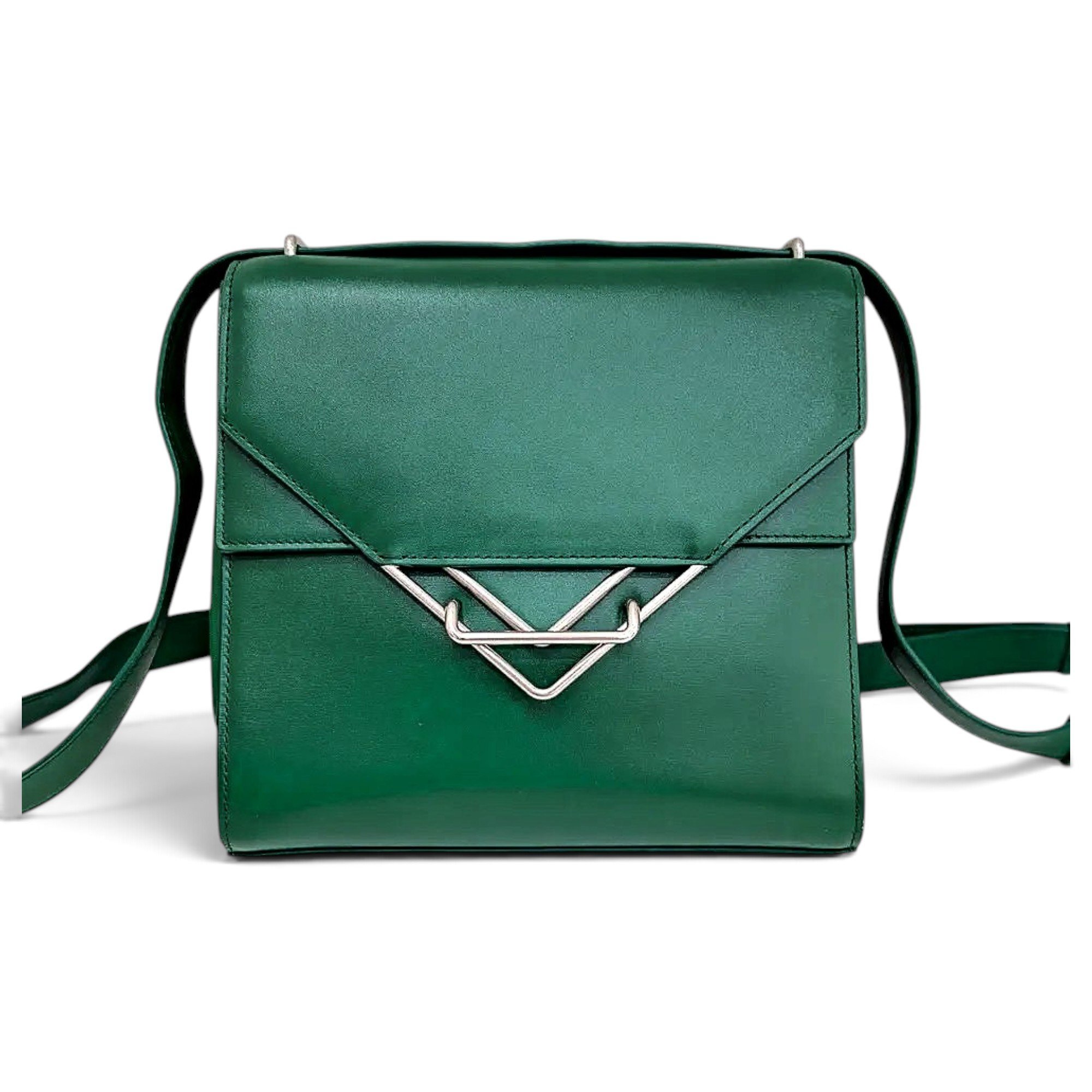 Clip leather crossbody bag