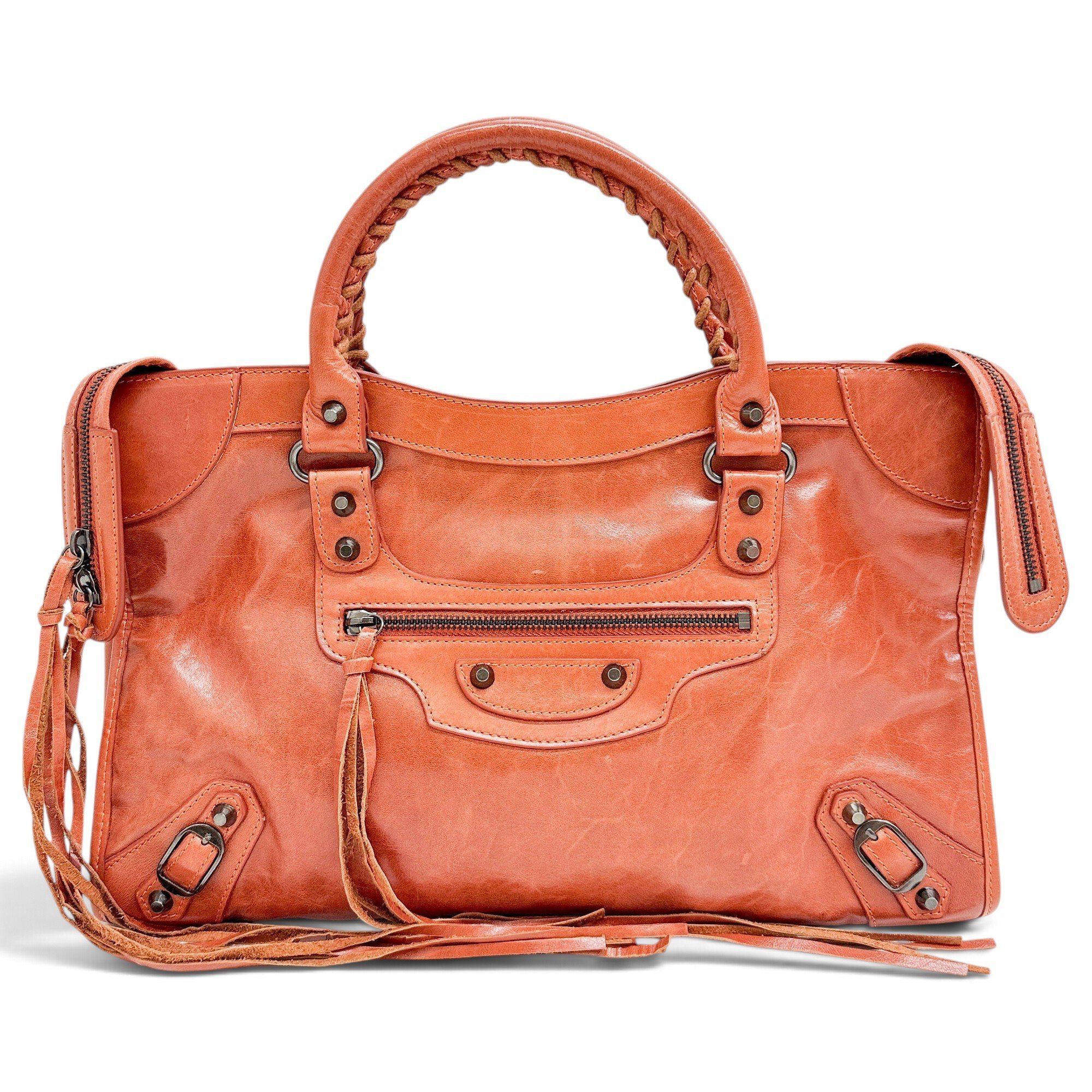 City leather handbag