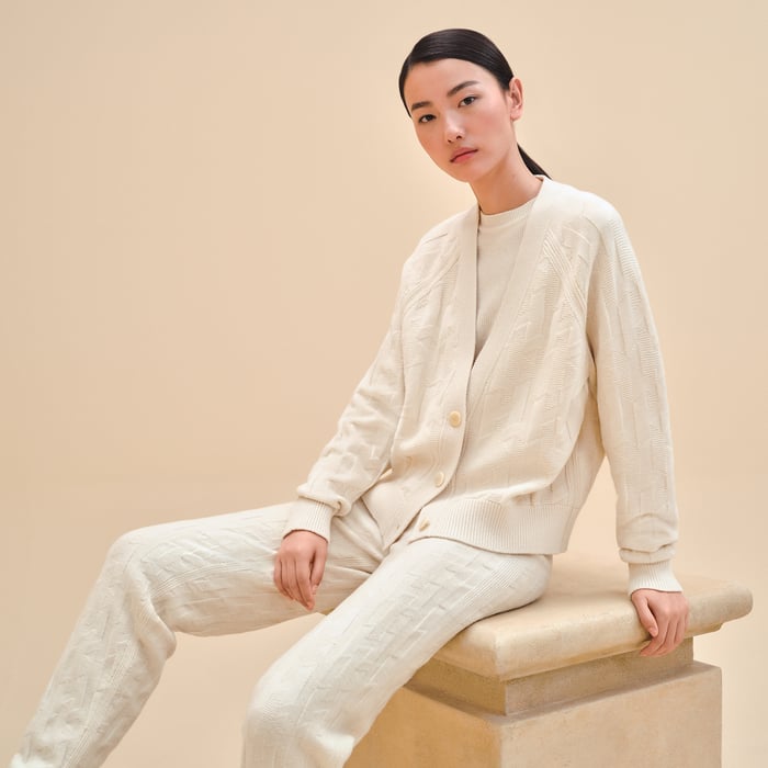 Blanc Naturel "H" Long-sleeve Cardigan