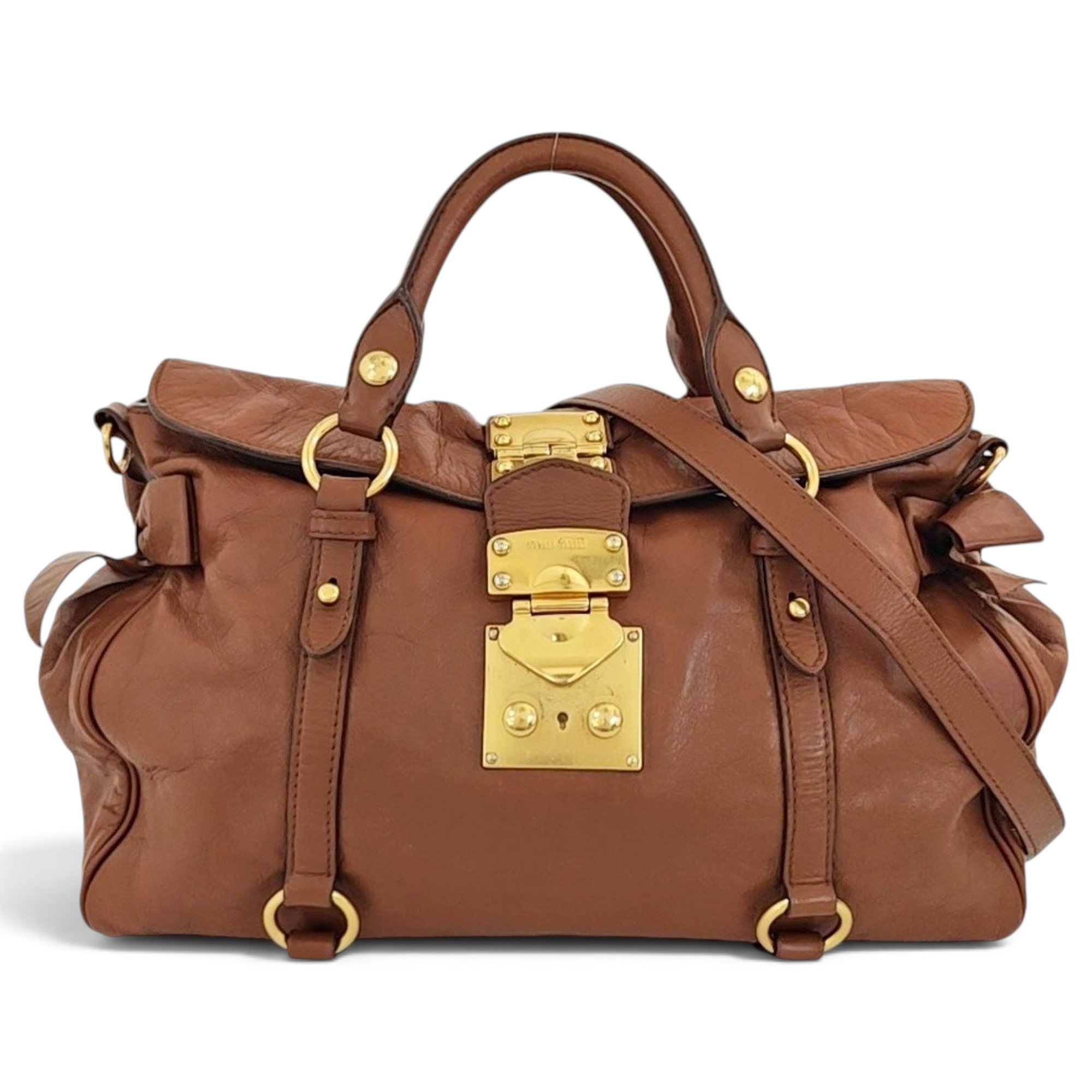 Bow bag leather handbag