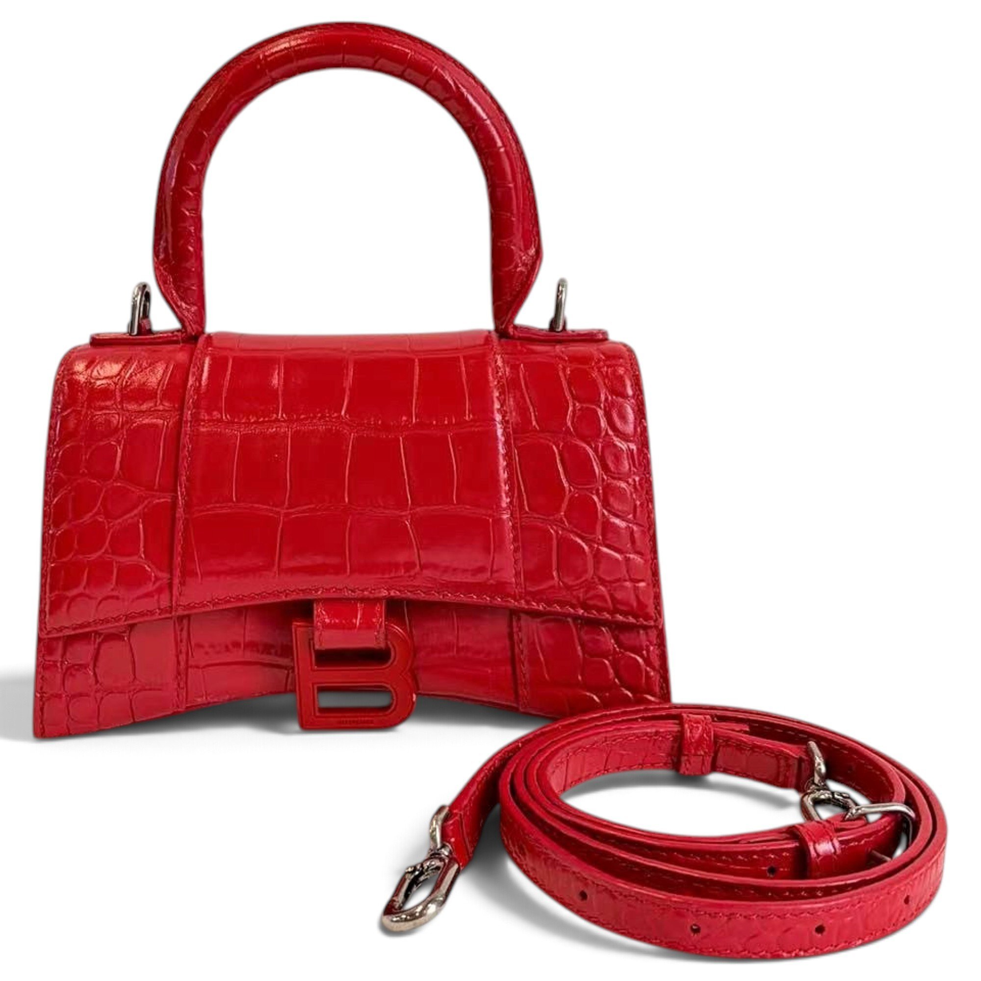 Hourglass leather handbag