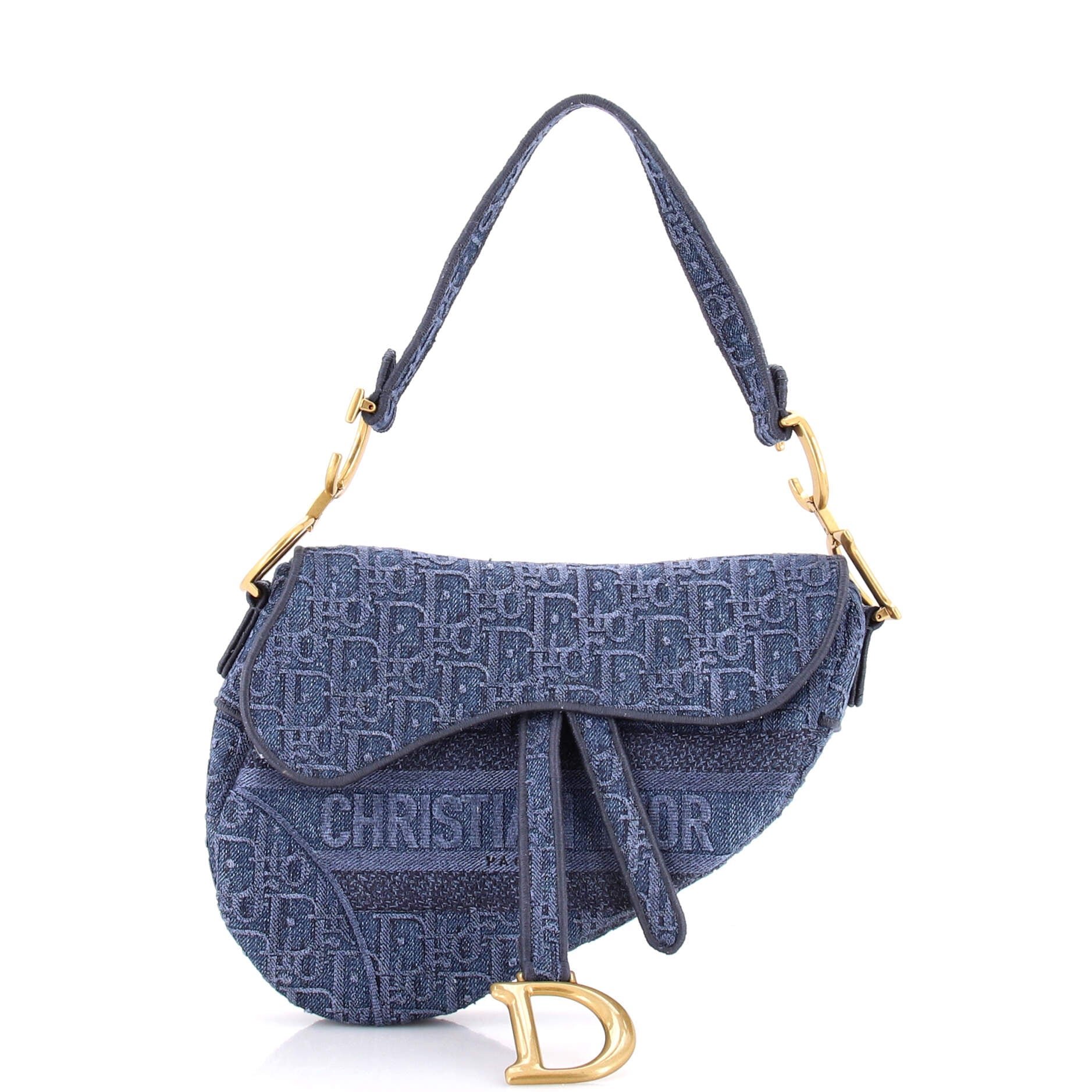 Saddle Handbag Oblique Denim Medium