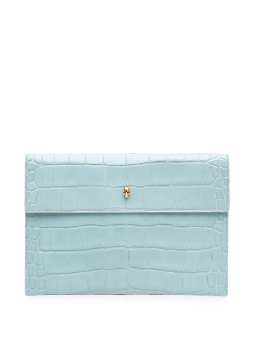 2020-2026 Croc Embossed Leather Skull clutch bag