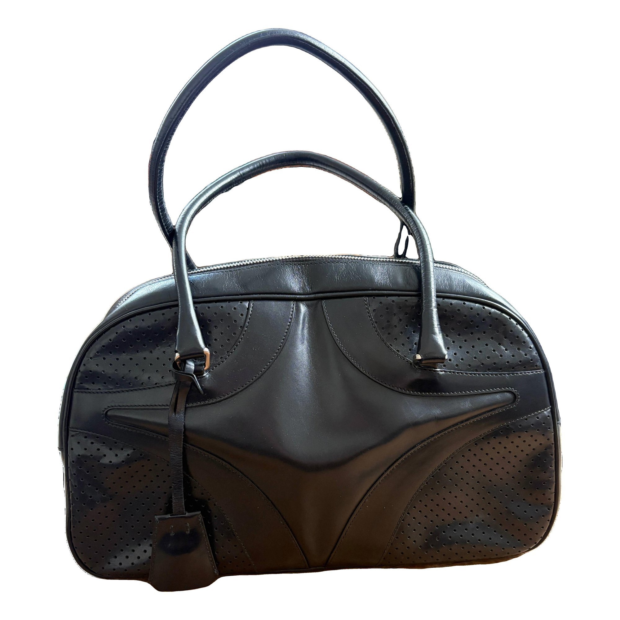 Bowling leather handbag