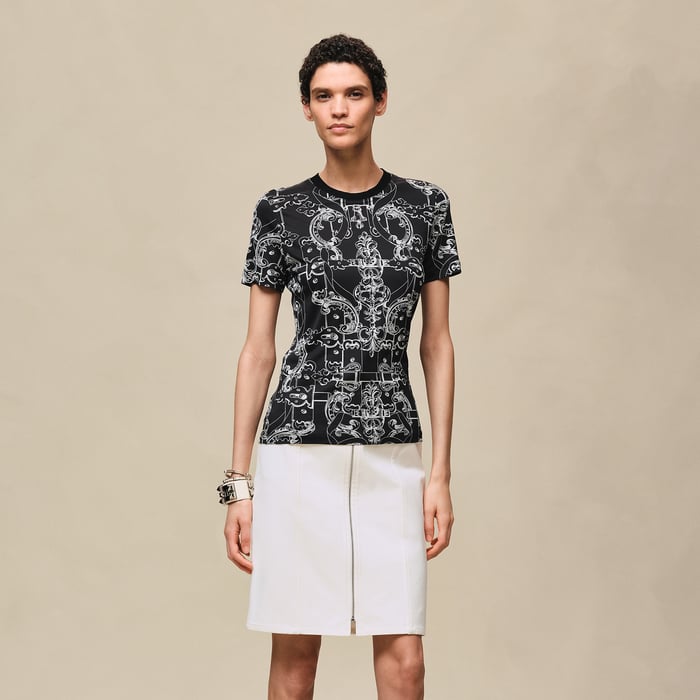 Noir T-shirt Micro Imprimé « ferronnerie Remix »