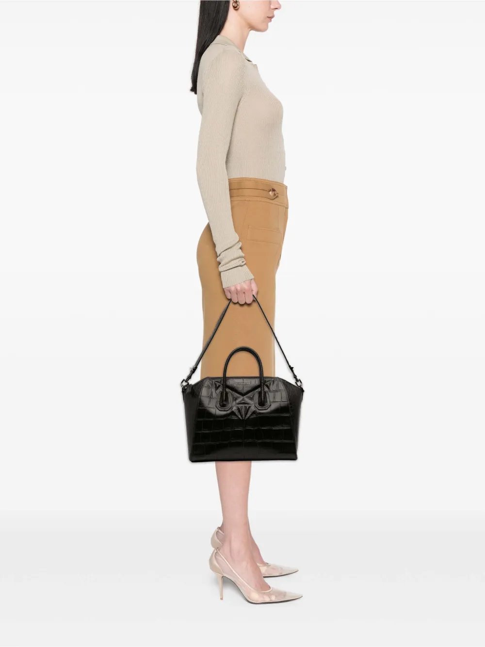 2013 Medium Croc Embossed Leather Antigona satchel