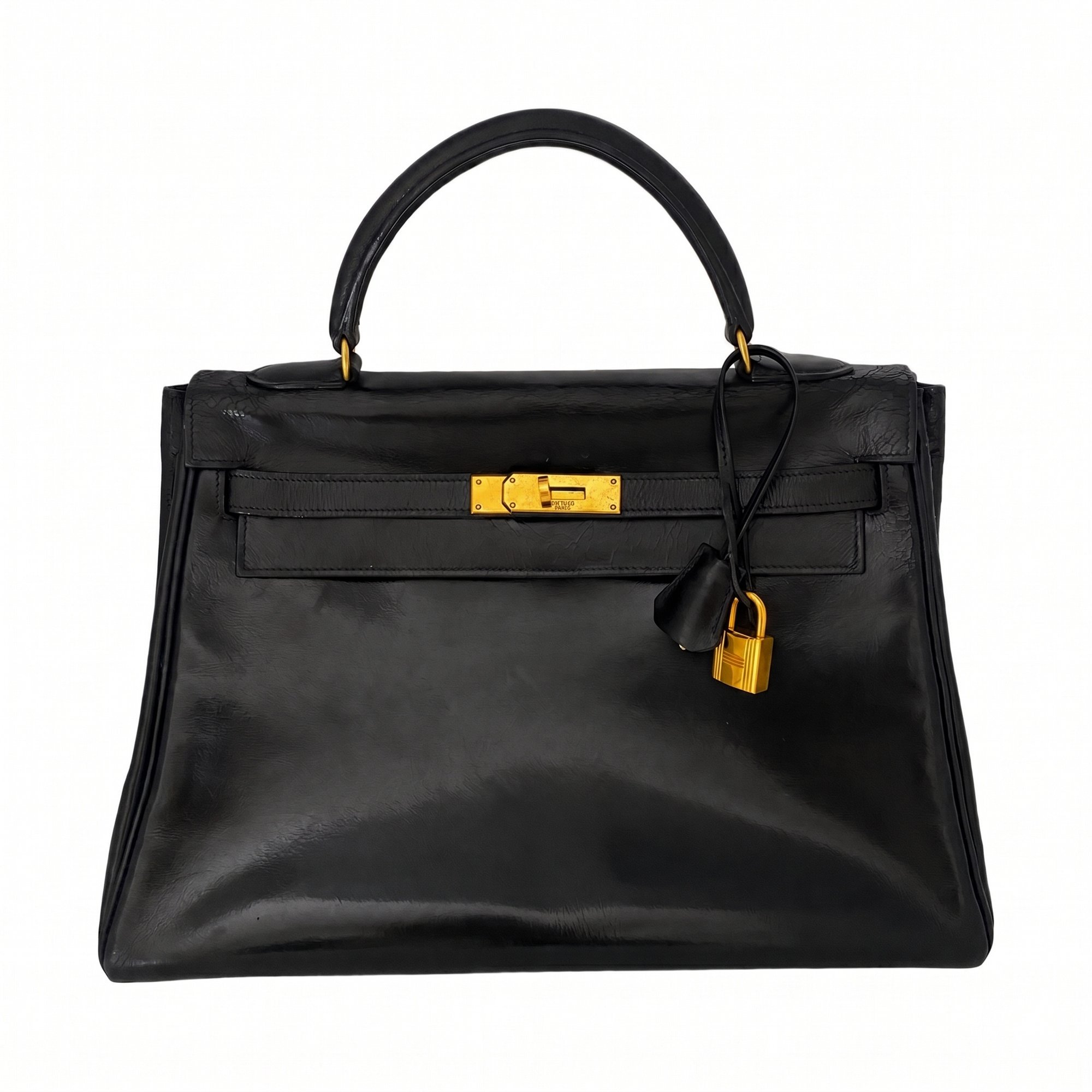 Hermes Kelly 32 Handbag Black Box Calf Leather