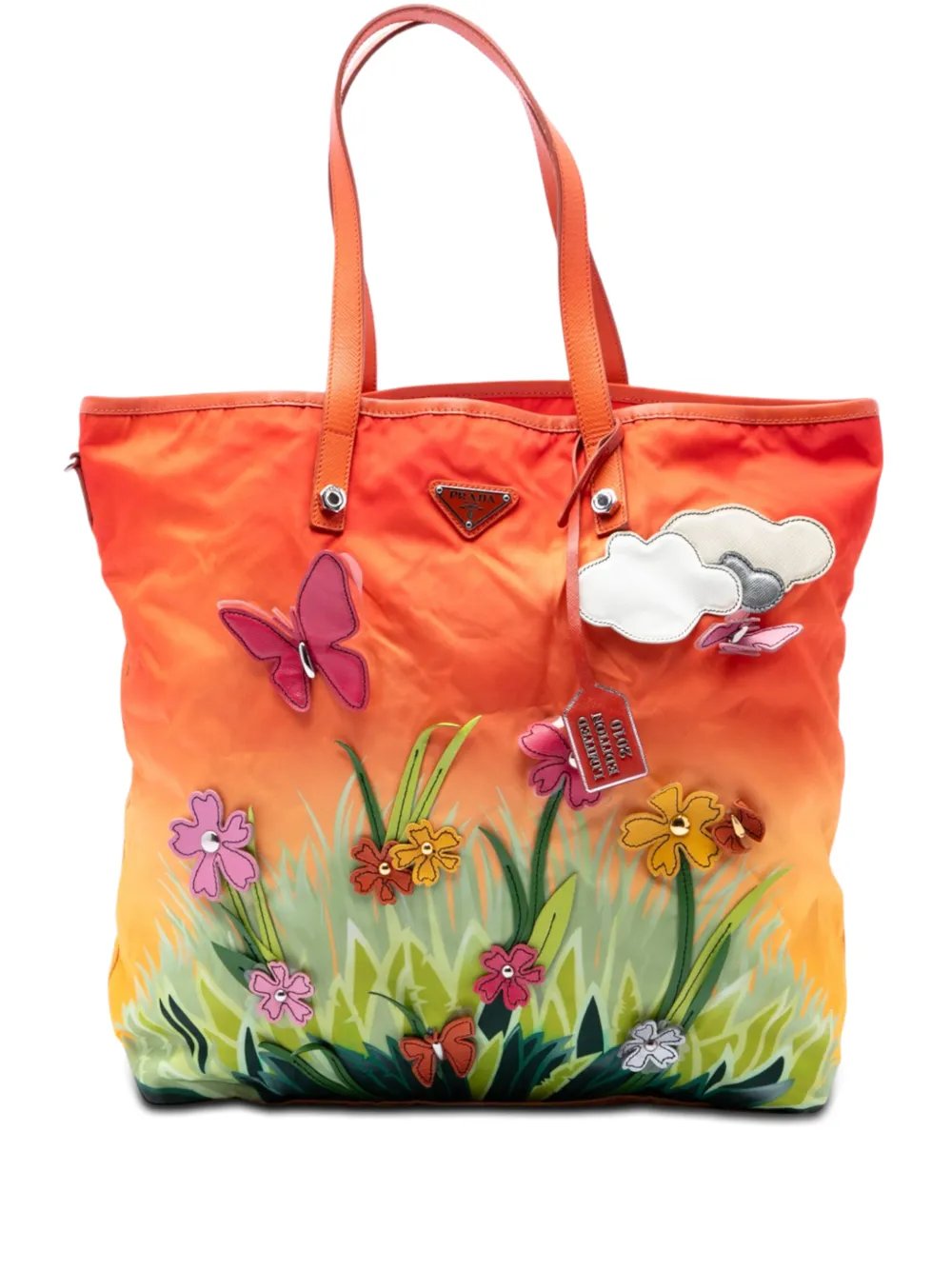 Prada 2010 Limited Edition Saffiano Trimmed Tessuto Garden City Tote satchel