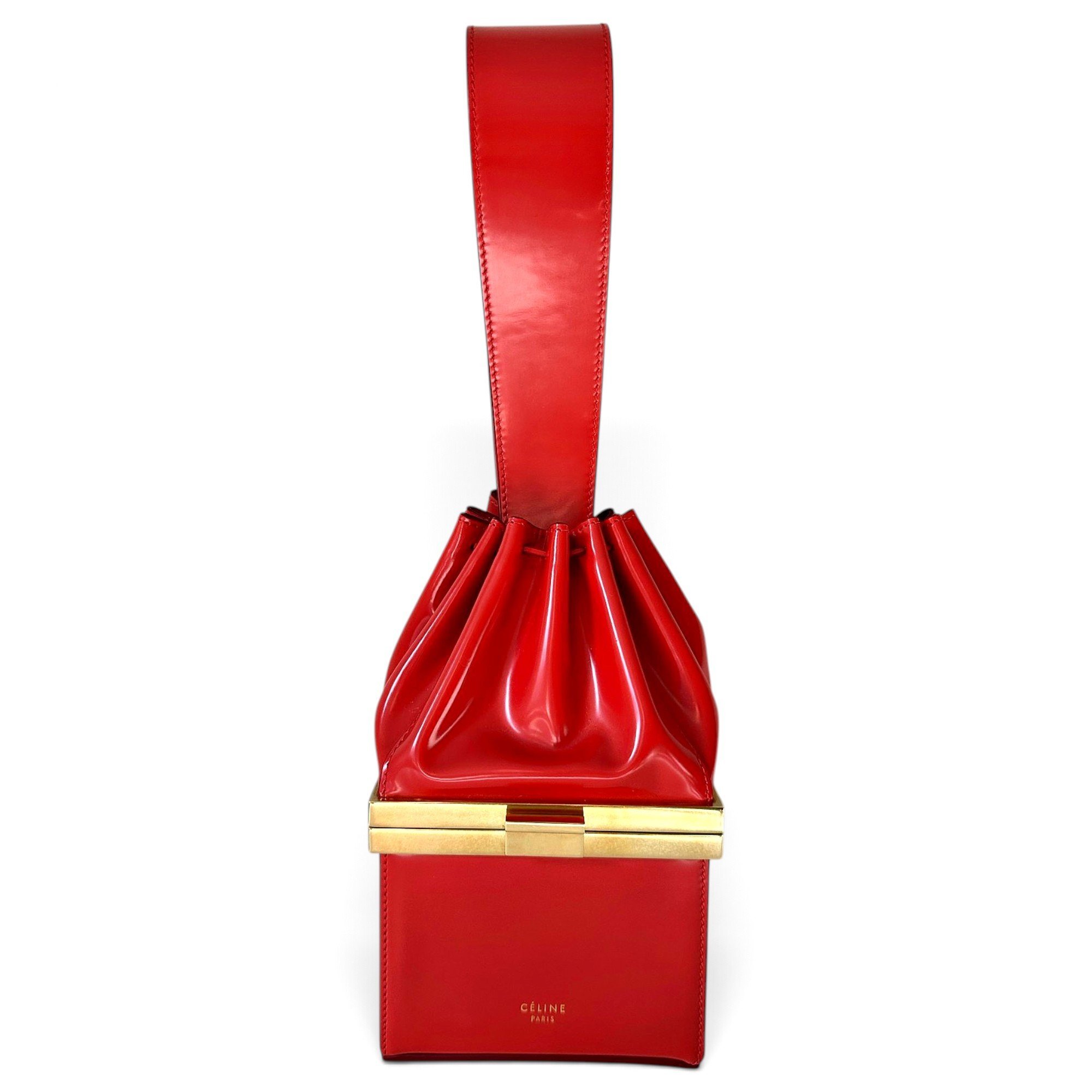 Clasp box patent leather bag