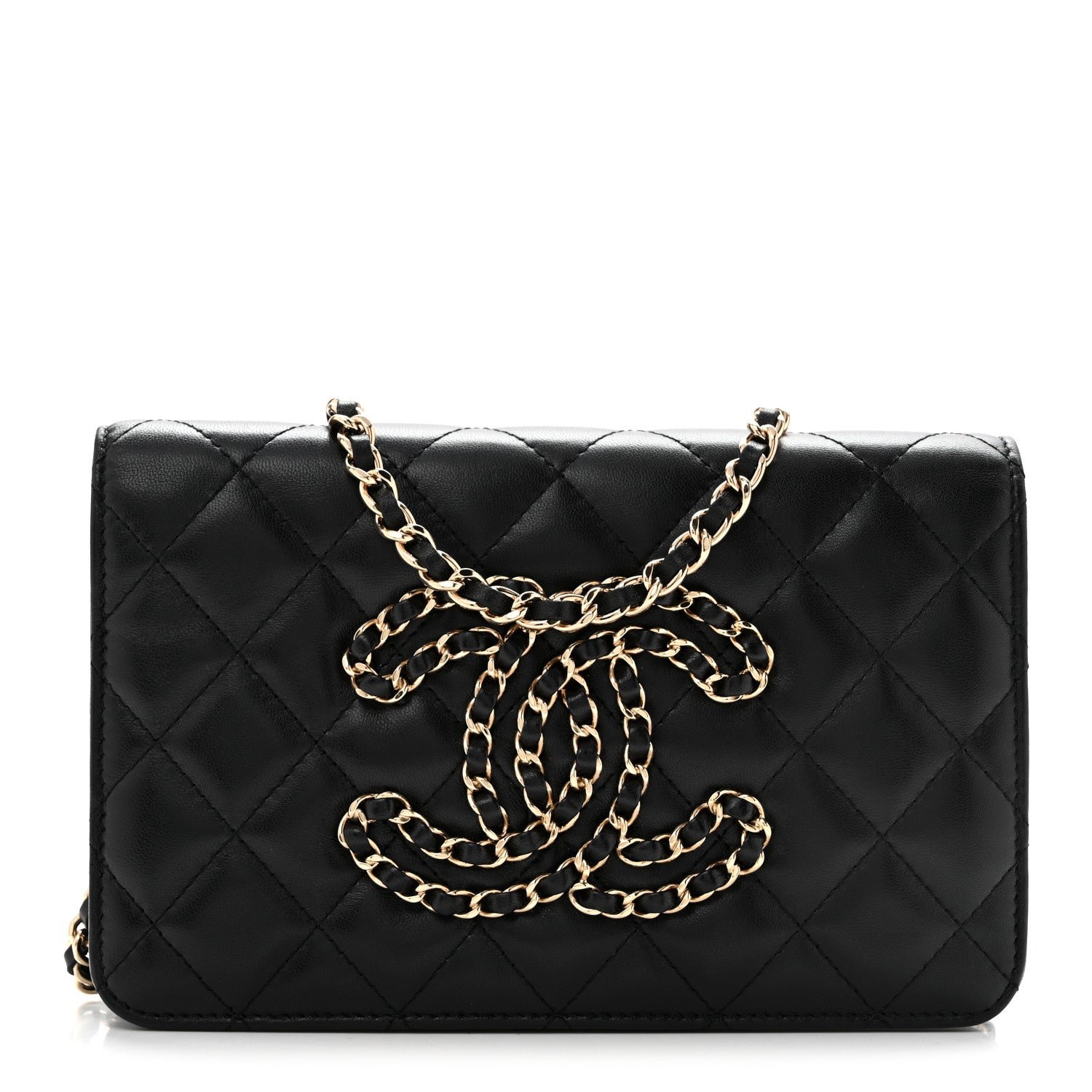 Chanel Calfskin Once Upon A Time Wallet on Chain WOC Black