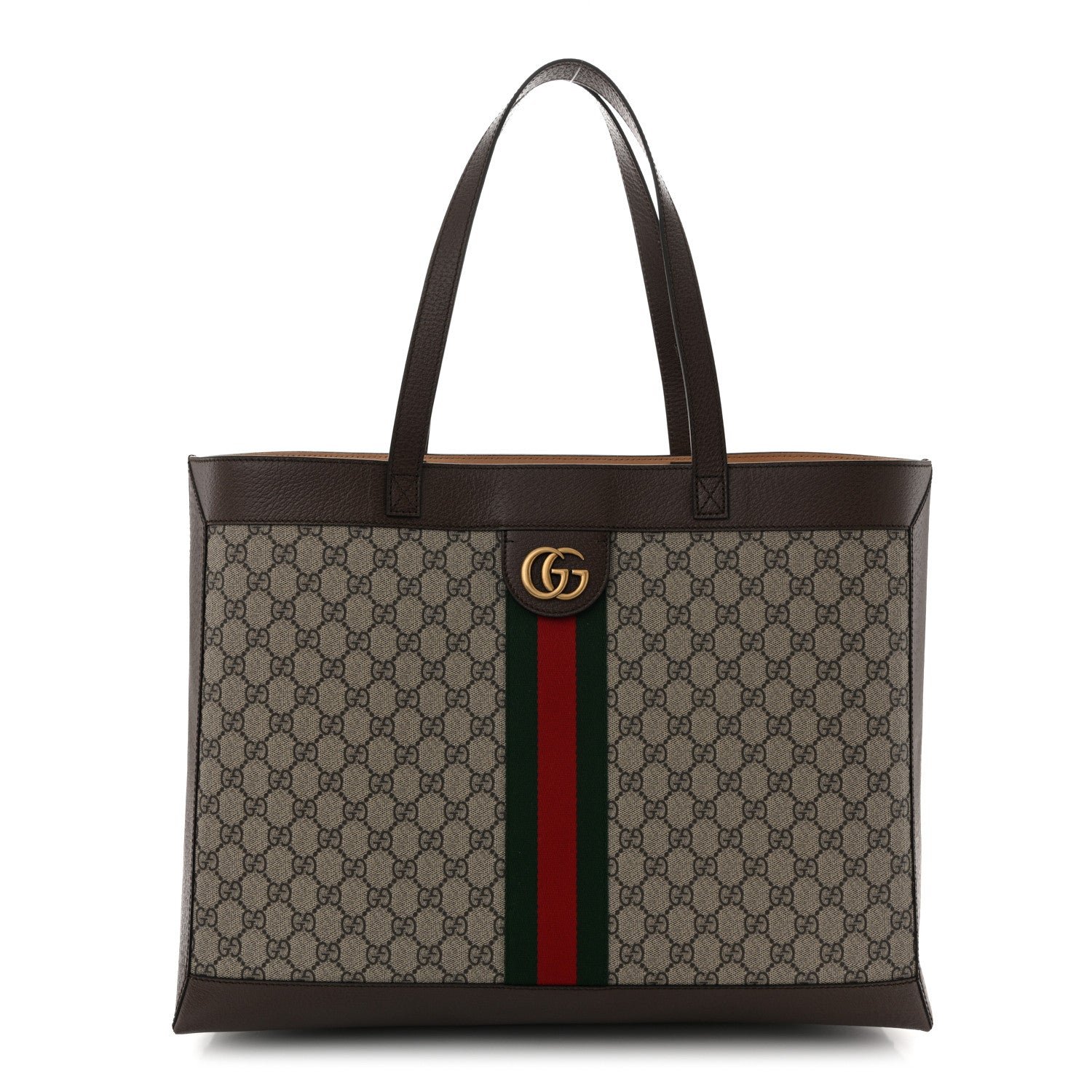 Gucci GG Supreme Monogram Web Ophidia Tote Brown