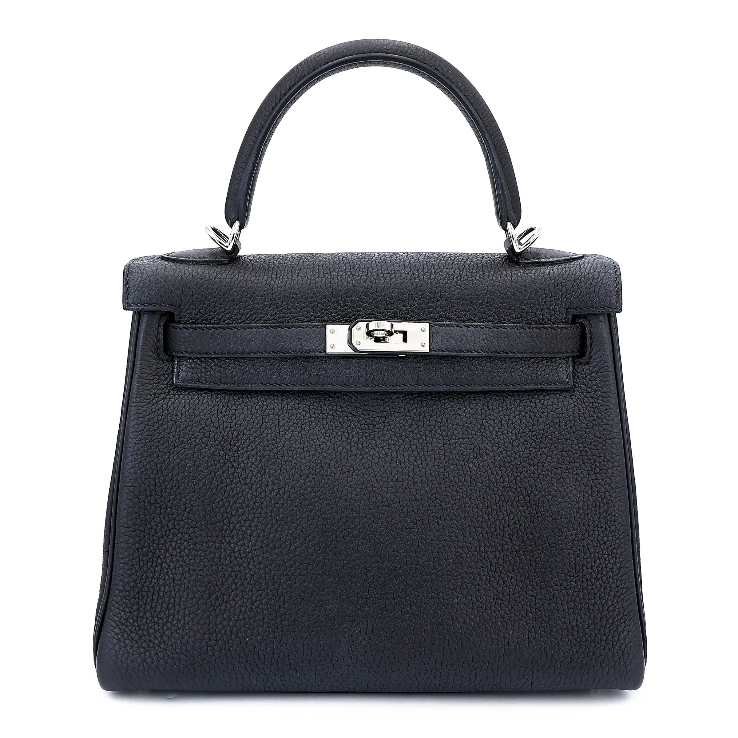 Very Good ( Rank A) HERMÈS Kelly 25 Navy (7U) Togo Palladium hardware Z (2021)