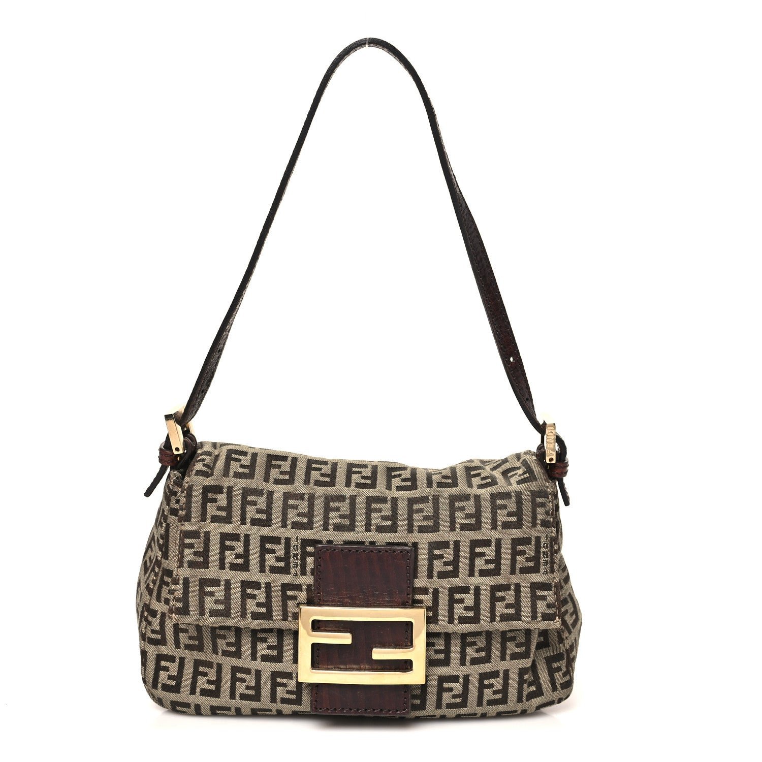 Fendi Zucchino Vitello Mini Mama Baguette Mogano Panna Bruciato