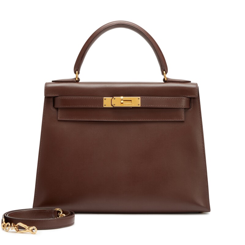 Hermes Vintage Chocolate Chamonix Sellier Kelly 28 Gold Hardware, 1999
