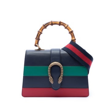 Calf Leather Medium Leather Bamboo Dionysus Web Satchel