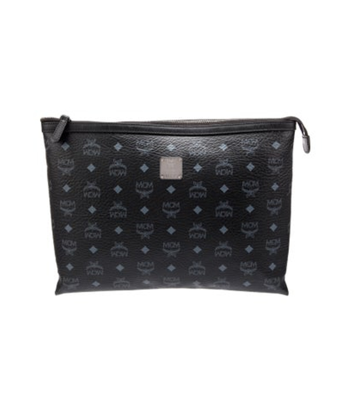 MCM Logo Printed Leather Clutch
