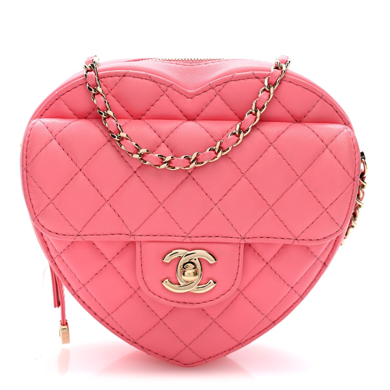 Chanel Lambskin Quilted CC In Love Heart Bag Pink