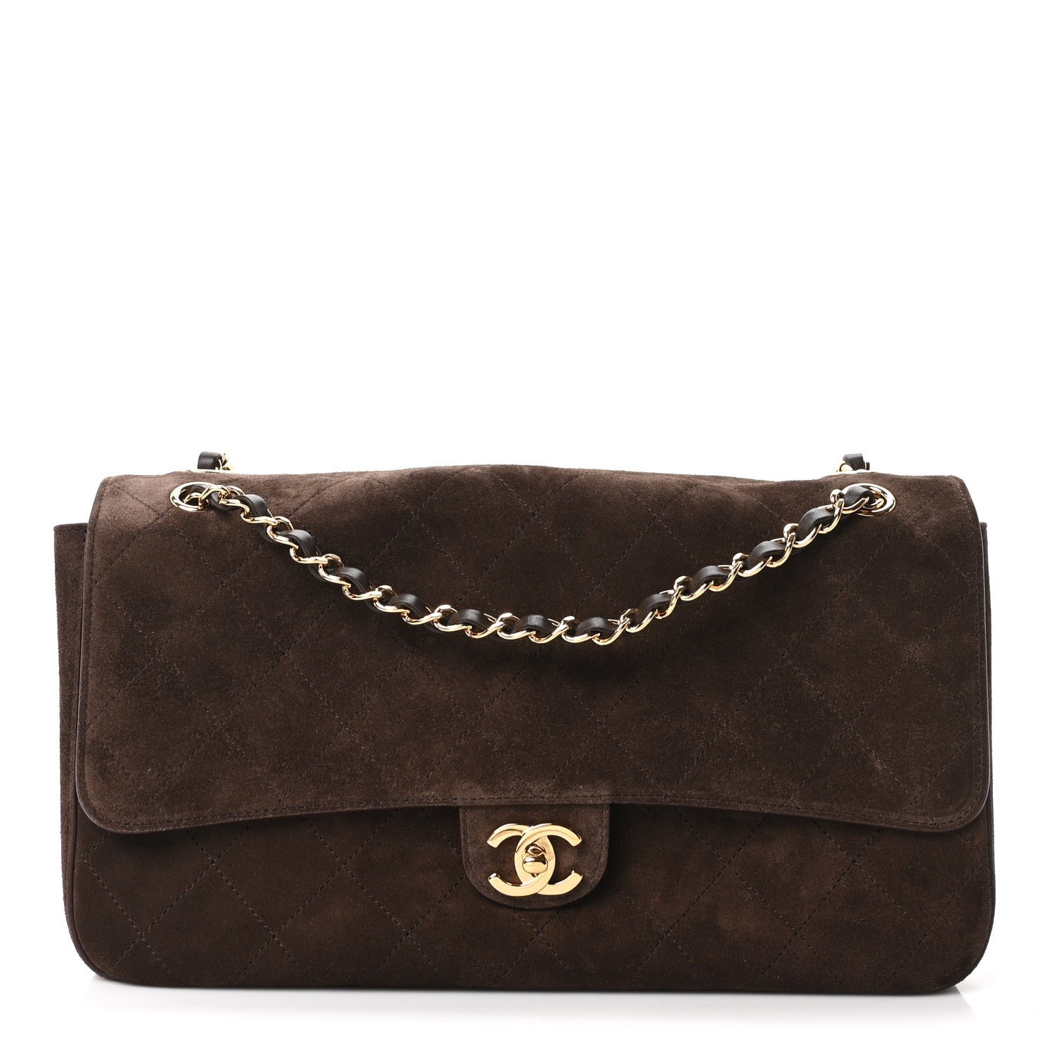 Chanel Suede Calfskin Small Souplissimo Maxi Flap Dark Brown