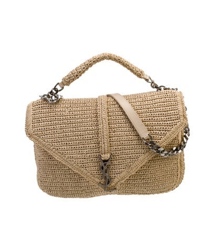 Saint Laurent Laurent Raffia College Monogram Medium