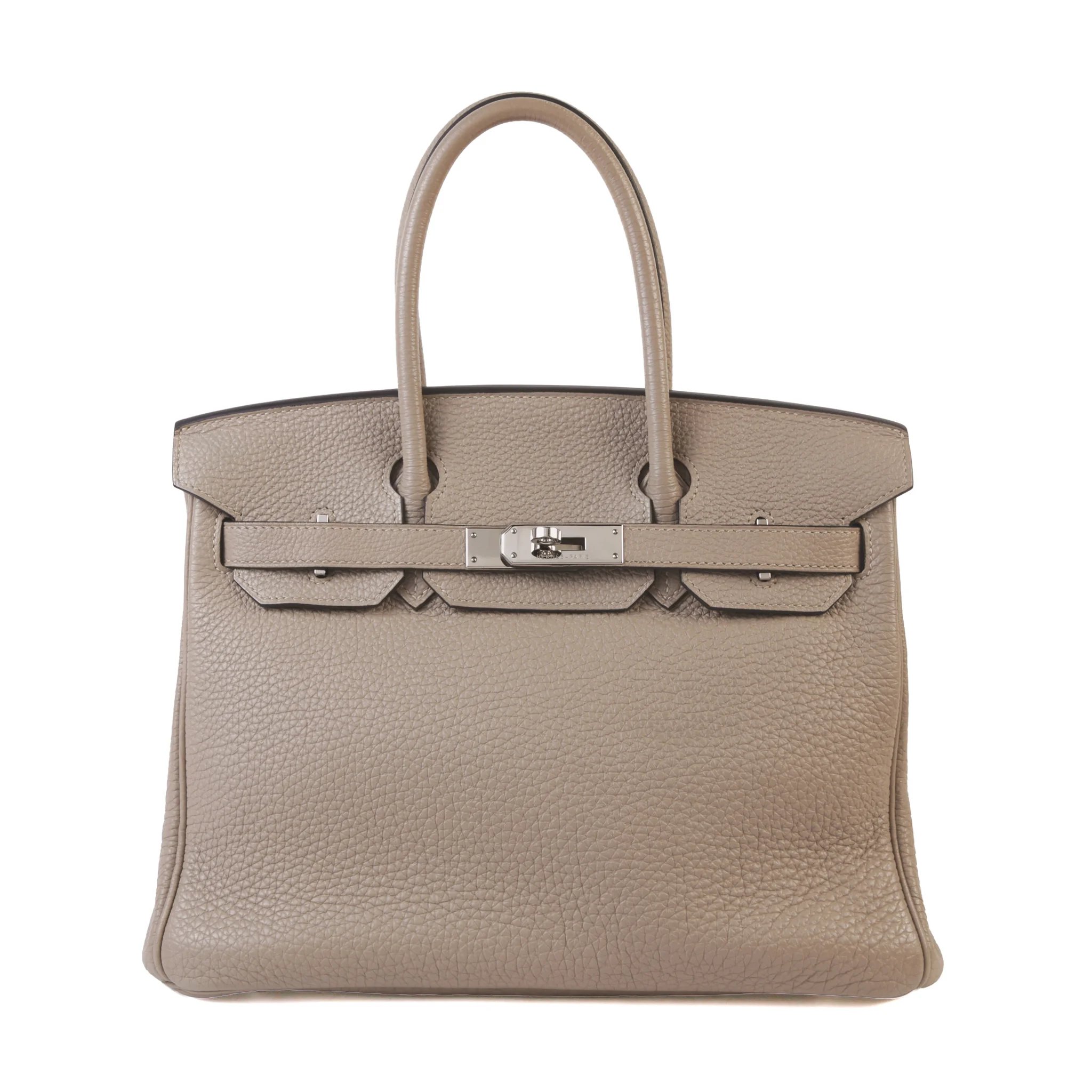 Very Good ( Rank A) HERMÈS Birkin 30 Gris Tourterelle (81) Clemence Palladium hardware Square M (2009)