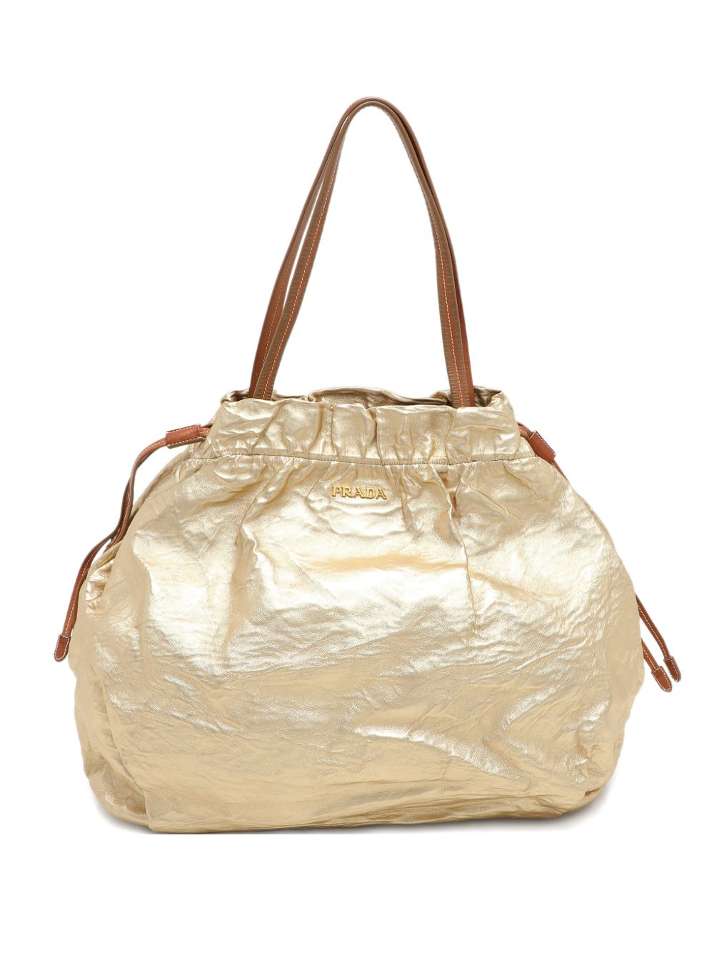 Prada drawstring leather tote bag