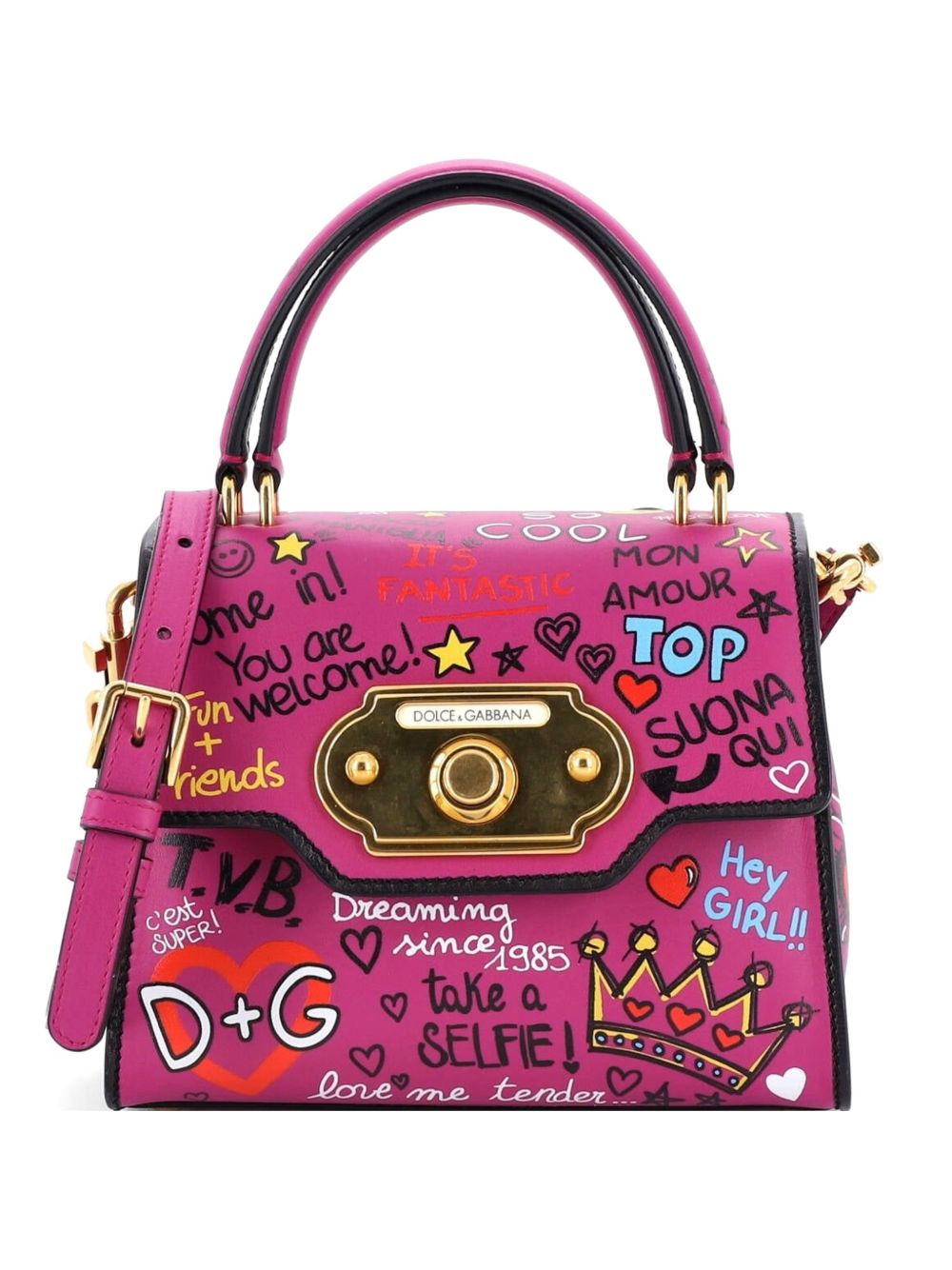 Welcome Top Handle Bag Printed Leather Mini satchel