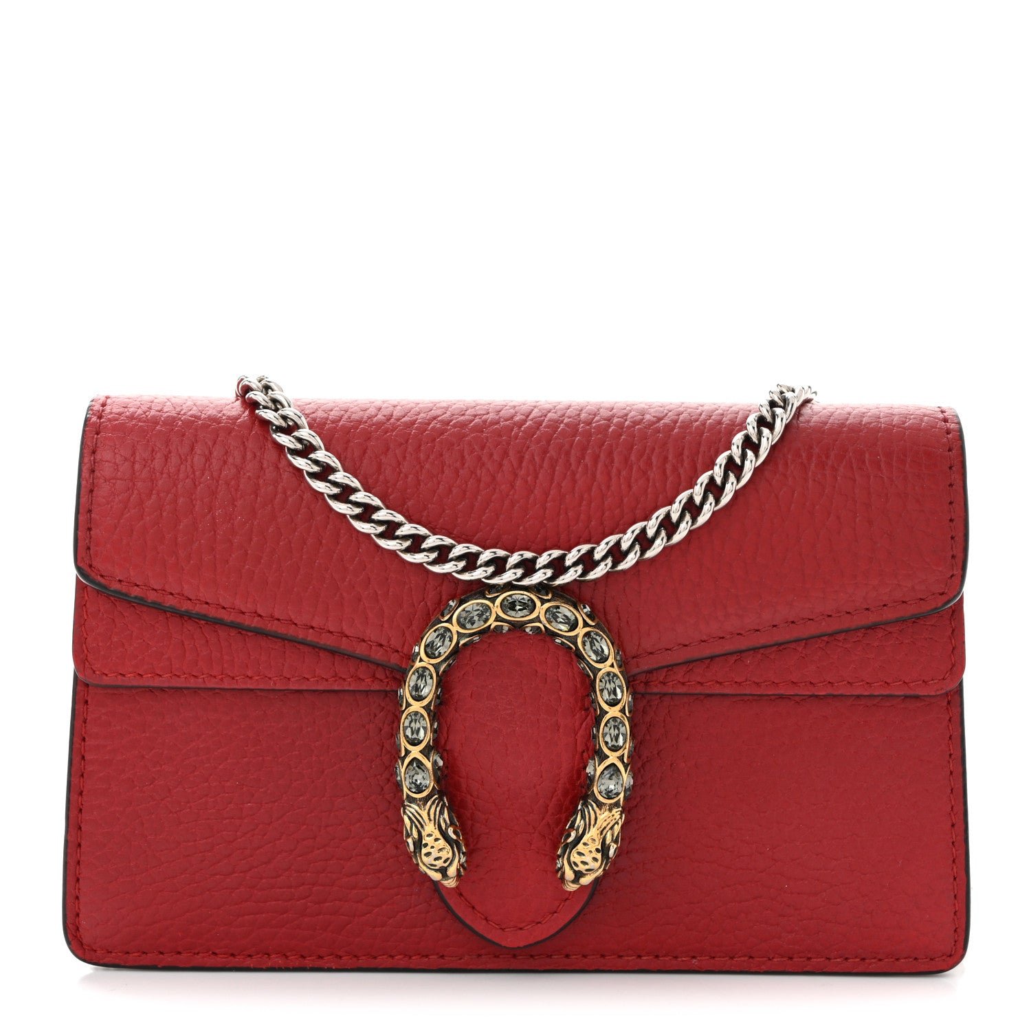 Gucci Dollar Calfskin Swarovski Crystal Small Dionysus Shoulder Bag Hibiscus Red