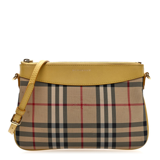 Burberry Horseferry Check Peyton Crossbody Clutch Bag Yellow