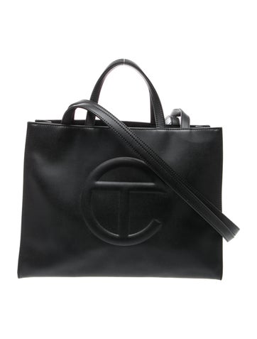 Vegan Leather Medium Black Shopping Bag Medium