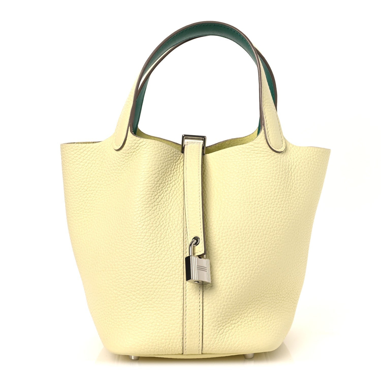 Hermes Taurillon Clemence Swift Eclat Picotin Lock 18 PM Jaune Milton Vert Vertigo