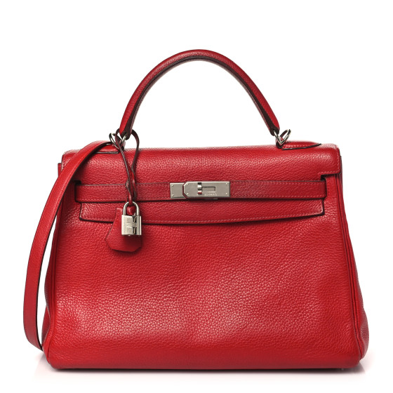 Hermes Taurillon Clemence Kelly Retourne 32 Rouge Casaque