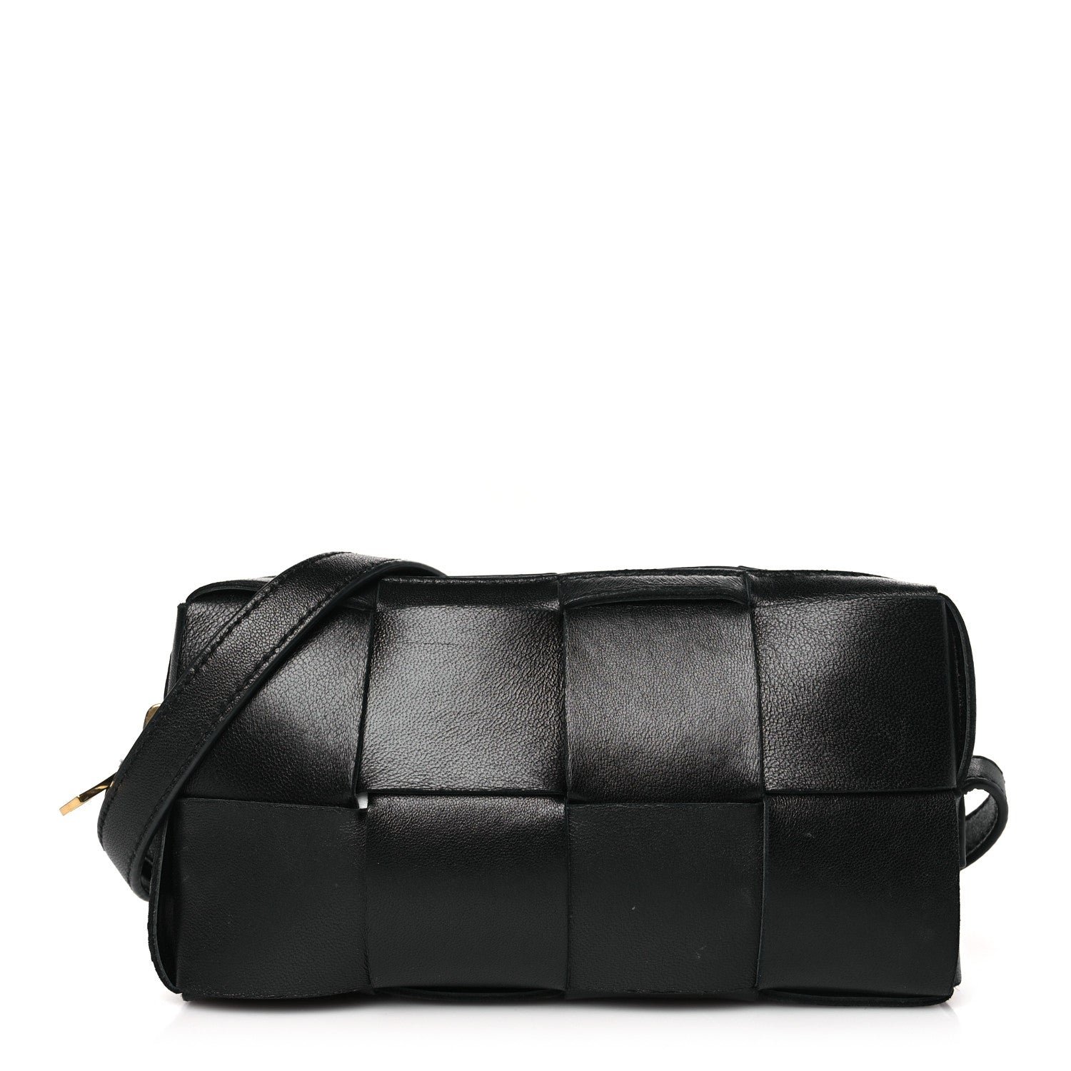 Bottega Veneta Lambskin Maxi Intreccio Cassette Phone Pouch Crossbody Bag Black