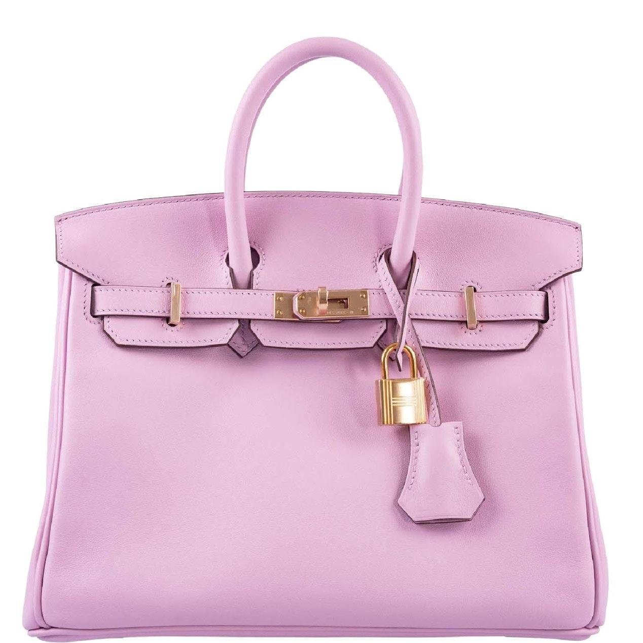 Hermes Hermès Birkin 25 Mauve Sylvestre Swift Rose Gold Hardware